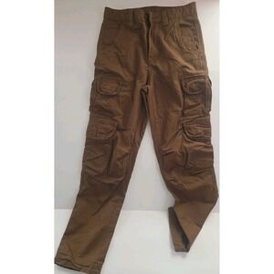 Cargo Pants Mens 29R Brown Cotton Utility 10 Pockets Snap Workwear Tactical